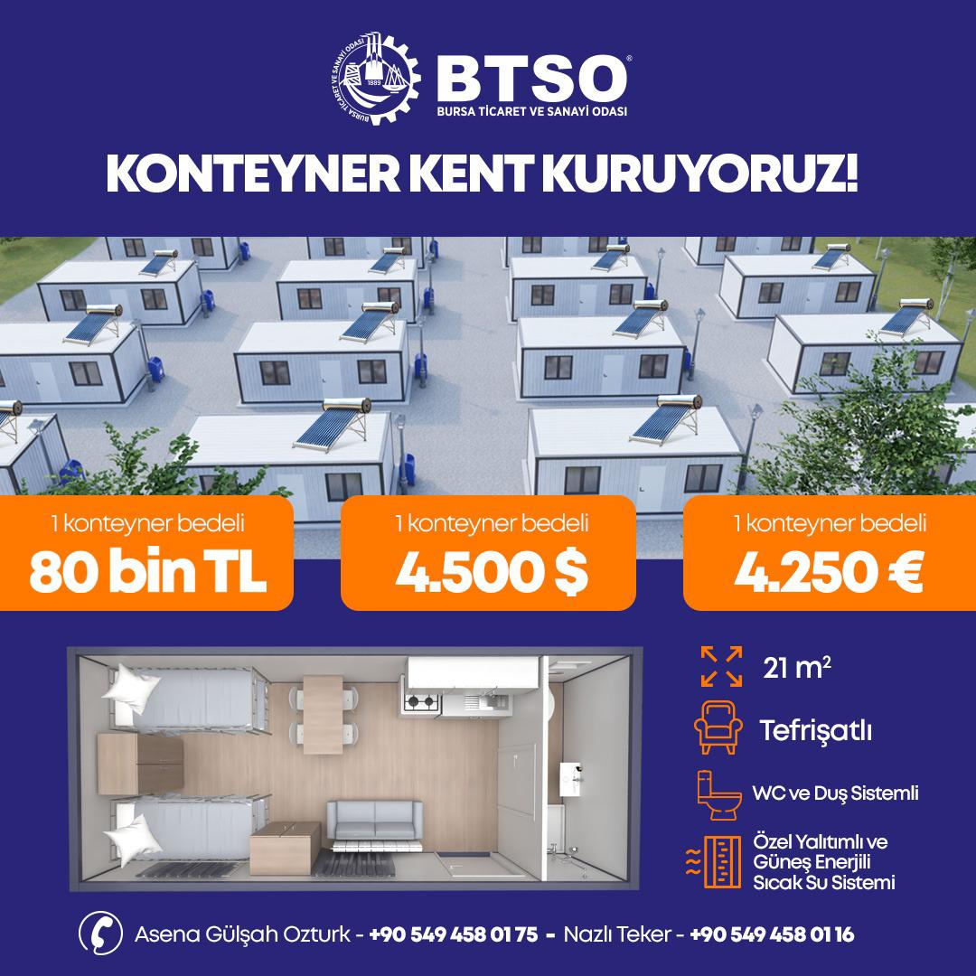 BTSO’dan Deprem Bölgesine “Yaşam Ünitesi” Seferberliği